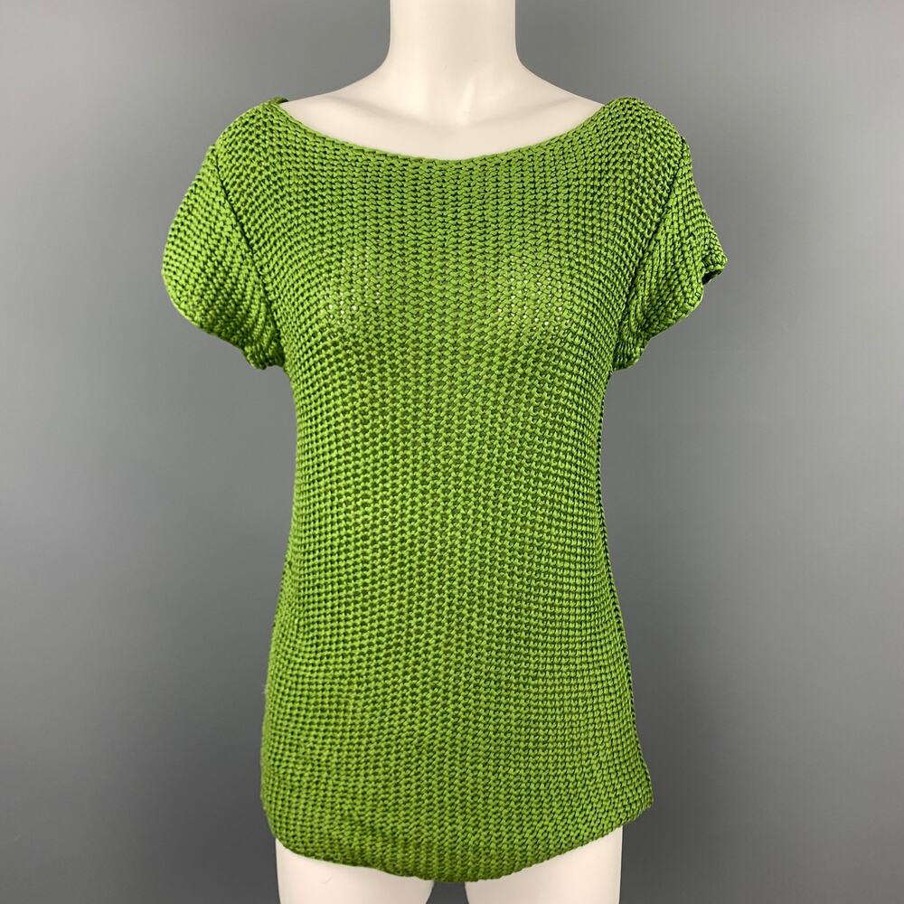 TORY BURCH Size S Tessa Green Cotton Knit Scoop Neck T-Shirt
